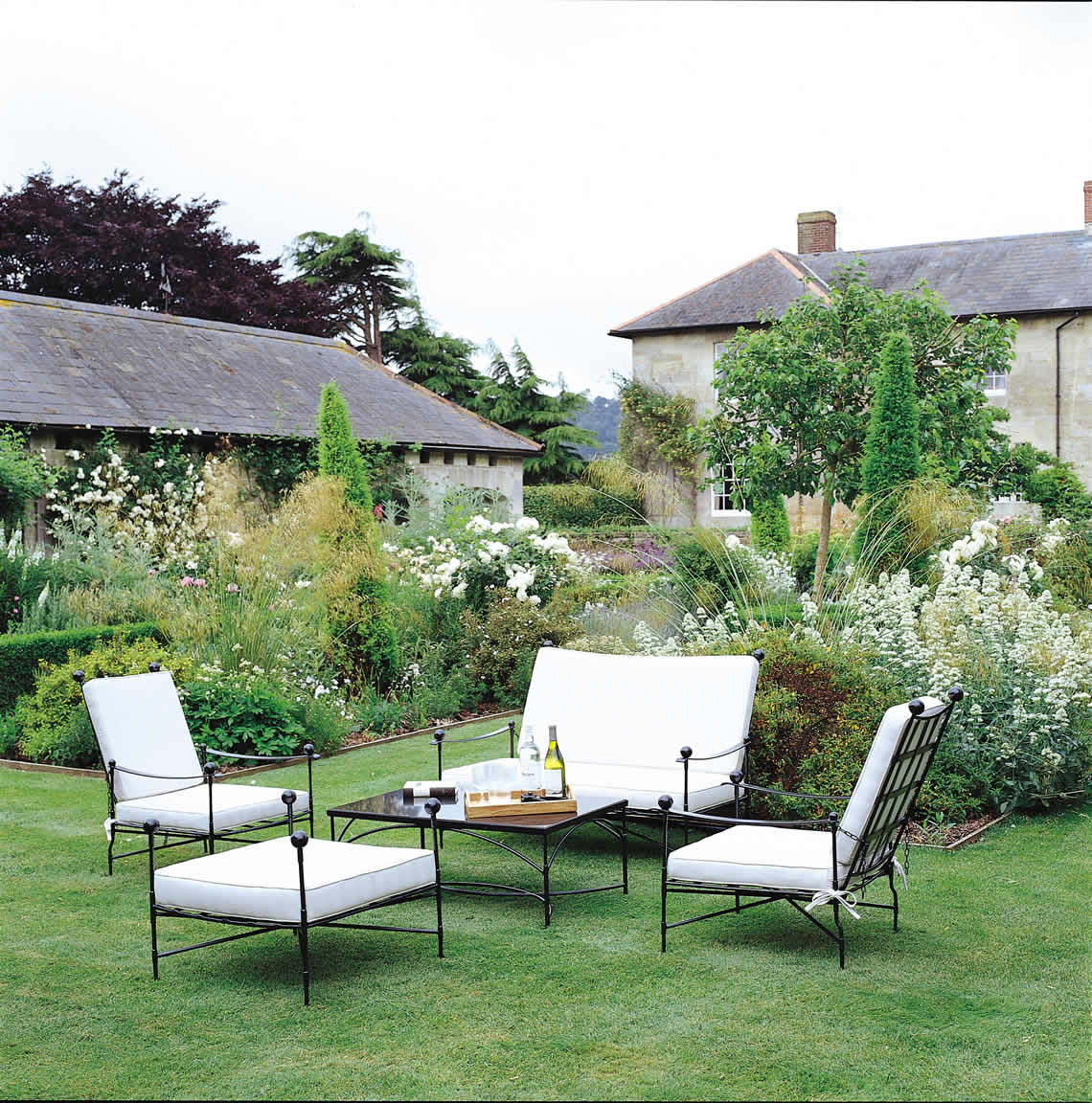 Two Seater Armchair, Armchairs, Stool, and Table